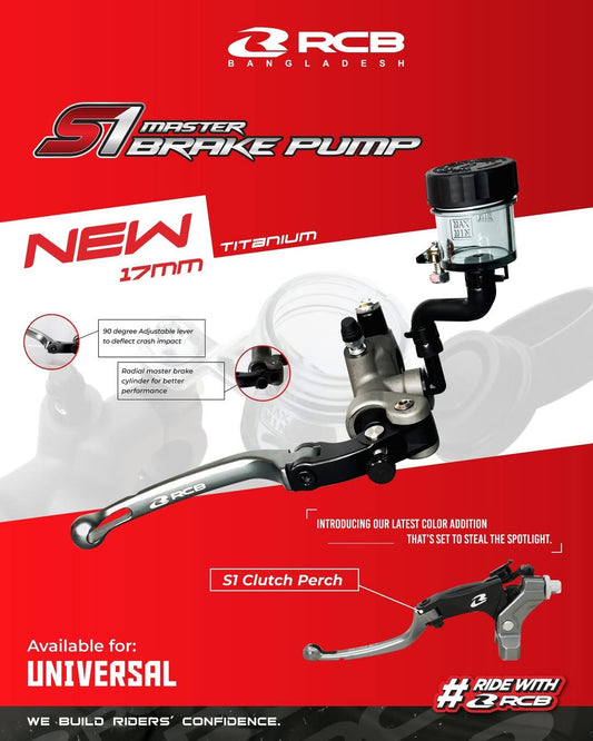 RCB FORGED MASTER BRAKE PUMP S1 17MM (LH) - HD TI | Part 01BP015T