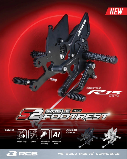 RCB FOOTREST SINGLE SET S2-V2 R15-V3 & V4/R15M - BK | Part 01FR040B