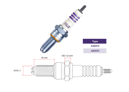 UMA RACING - UTECH IRIDIUM SPARK PLUG (AB9R31) | Part 02SP0003