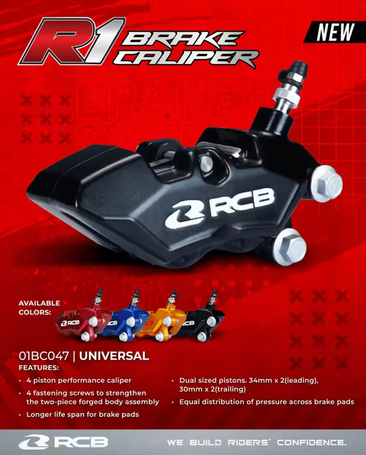 RCB BRAKE CALIPER 4 PISTON R1 SERIES (RH) - GL | Part 01BC047G