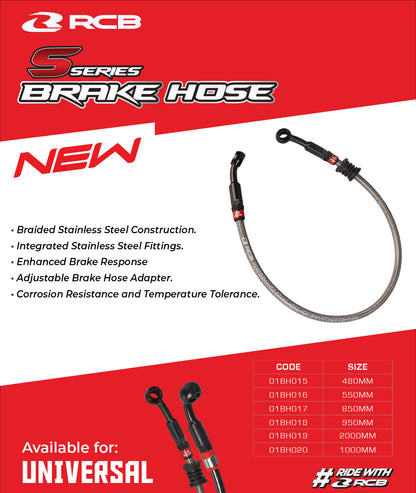 RCB BRAKE HOSE S SERIES 950MM - TITANIUM | Part 01BH018T