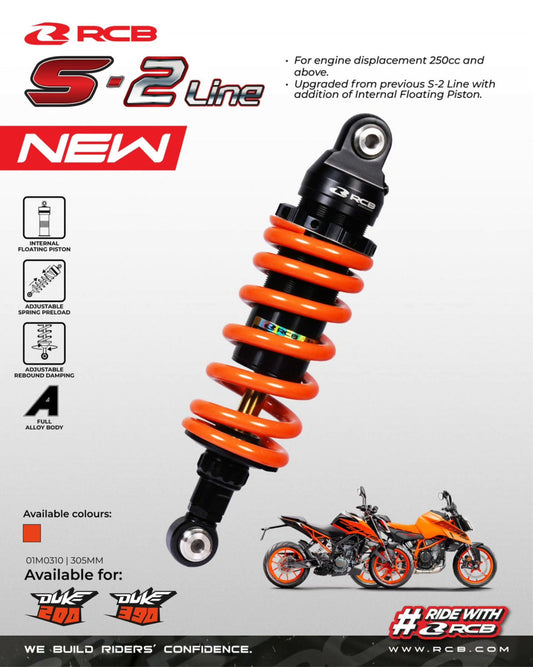 RCB MONOSHOCK S2 LINE KTM DUKE 200/390 305MM - OR/GL | Part 01M0310O