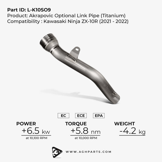 Akrapovic Optional Link Pipe Titanium | Kawasaki ZX-10R (2021-2022) | Part L-K10SO9